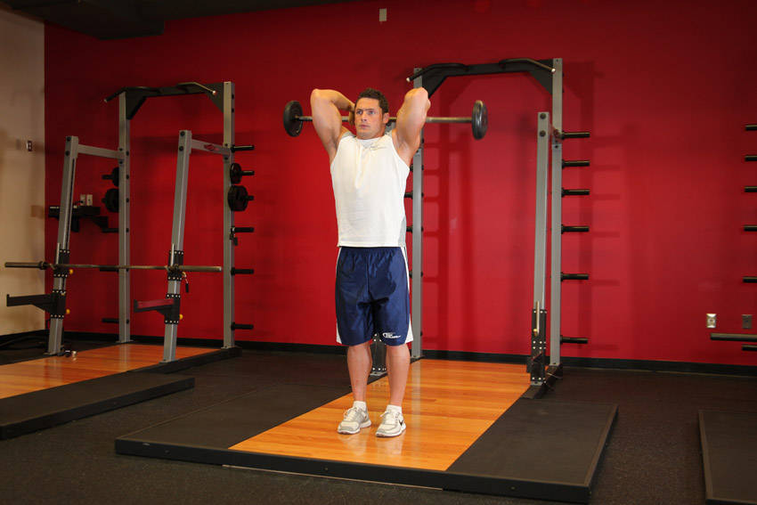 Standing Overhead Barbell Triceps Extension