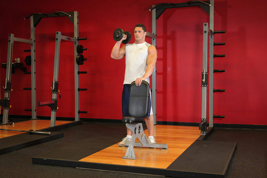 Standing Palm-in One-arm Dumbbell Press