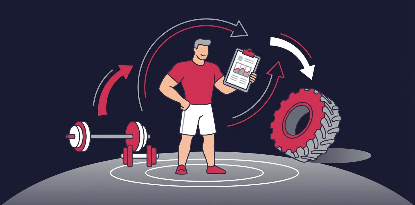 Beginner strongman athlete following a training program