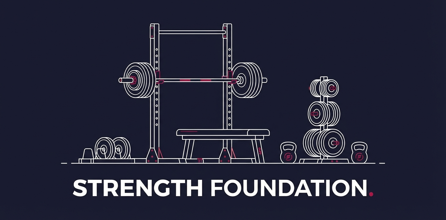 Barbell and squat rack setup for building a strength foundation