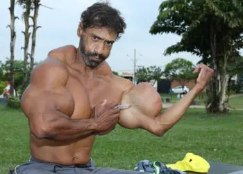 The oil does not actually make him stronger (Picture: Barcroft)