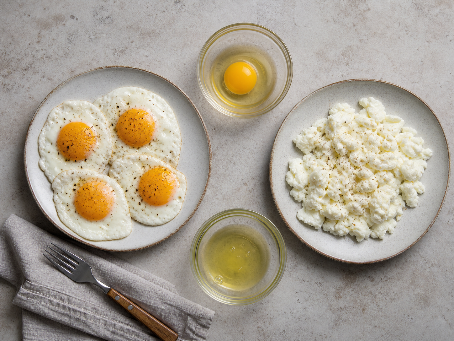 Four whole eggs compared with cooked egg whites
