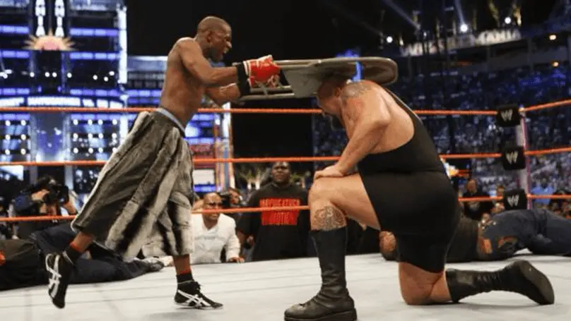 The fight was allegedly over Mayweather stealing Big Show’s shorts…