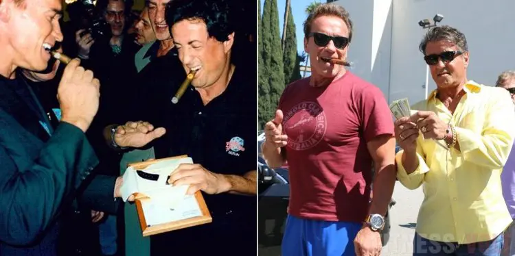Arnold Schwarzenegger And Sylvester Stallone Cigar