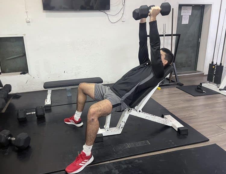 Vanja Vukas Showing Dumbbell Incline Fly Concentrics Position