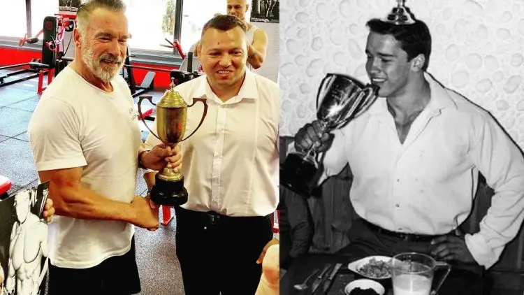 Arnold Schwarzenegger reunited with his lost 1969 Mr. Universe Trophy