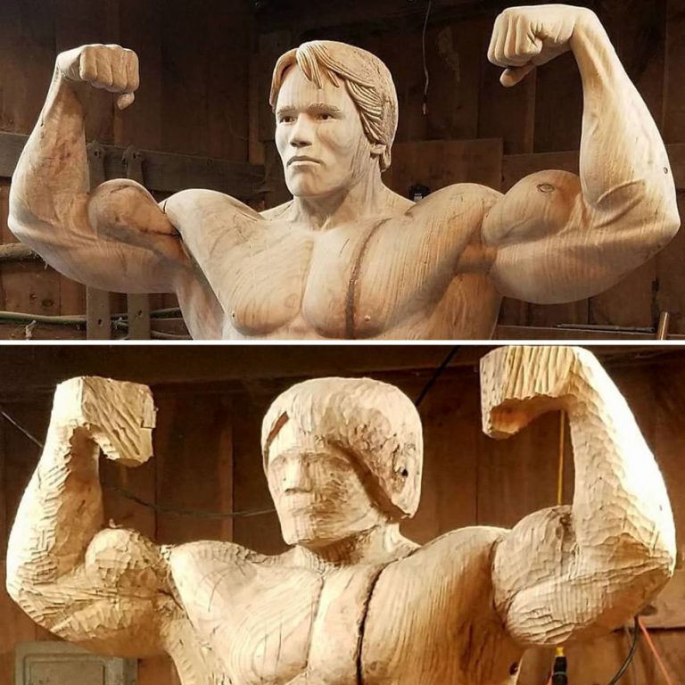 Arnold Schwarzenegger's Absolutely Amazing Wooden Sculpture is Ready