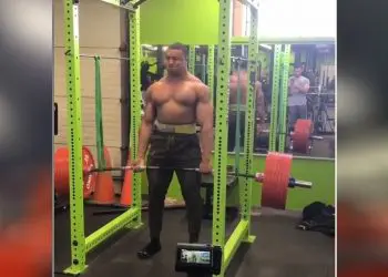 Larry Wheels Bleeds From Chest During 826 x 3 Deadlift!