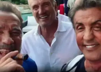 Arnold Schwarzenegger Sylvester Stallone and Dolph Lundgren
