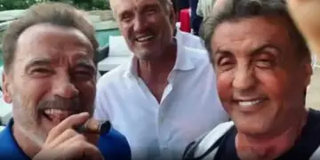 Arnold Schwarzenegger Sylvester Stallone and Dolph Lundgren