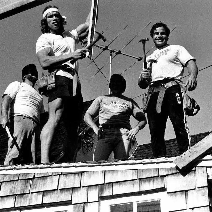 Arnold Schwarzenegger And Franco Columbu When They Had A Bricklaying And Patio Business Called European Brick Works