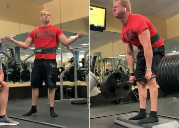 Gym Goer Sits On Evan Kardon Loaded Barbell in protest