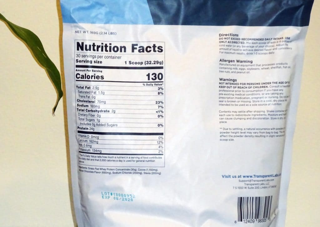 Proteinseries Grass Fed Nutrition Facts