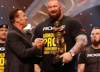 Hafthor Bjornsson Wins The Arnold Strongman Classic With Gov Arnold Schwarzenegger Photo By Dave Emery