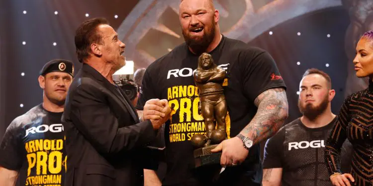 Hafthor Bjornsson Wins The Arnold Strongman Classic With Gov Arnold Schwarzenegger Photo By Dave Emery