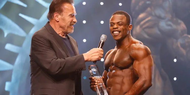 Men's Physique Winner Andre Ferguson With Gov Arnold Schwarzenegger