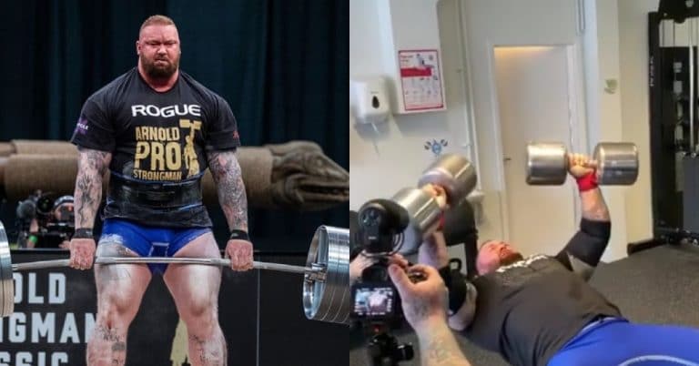 Thor Bjornsson Blasts Out 220lb Incline Dumbbell Press For 7 Reps To ...