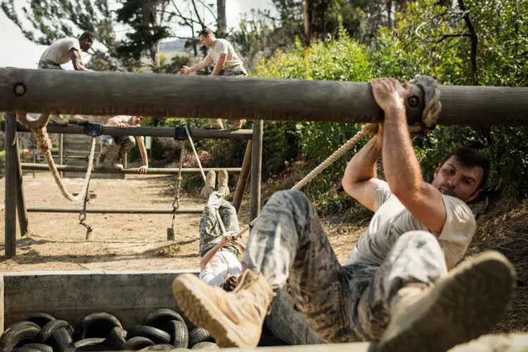 Military Soldiers Rope Climbing