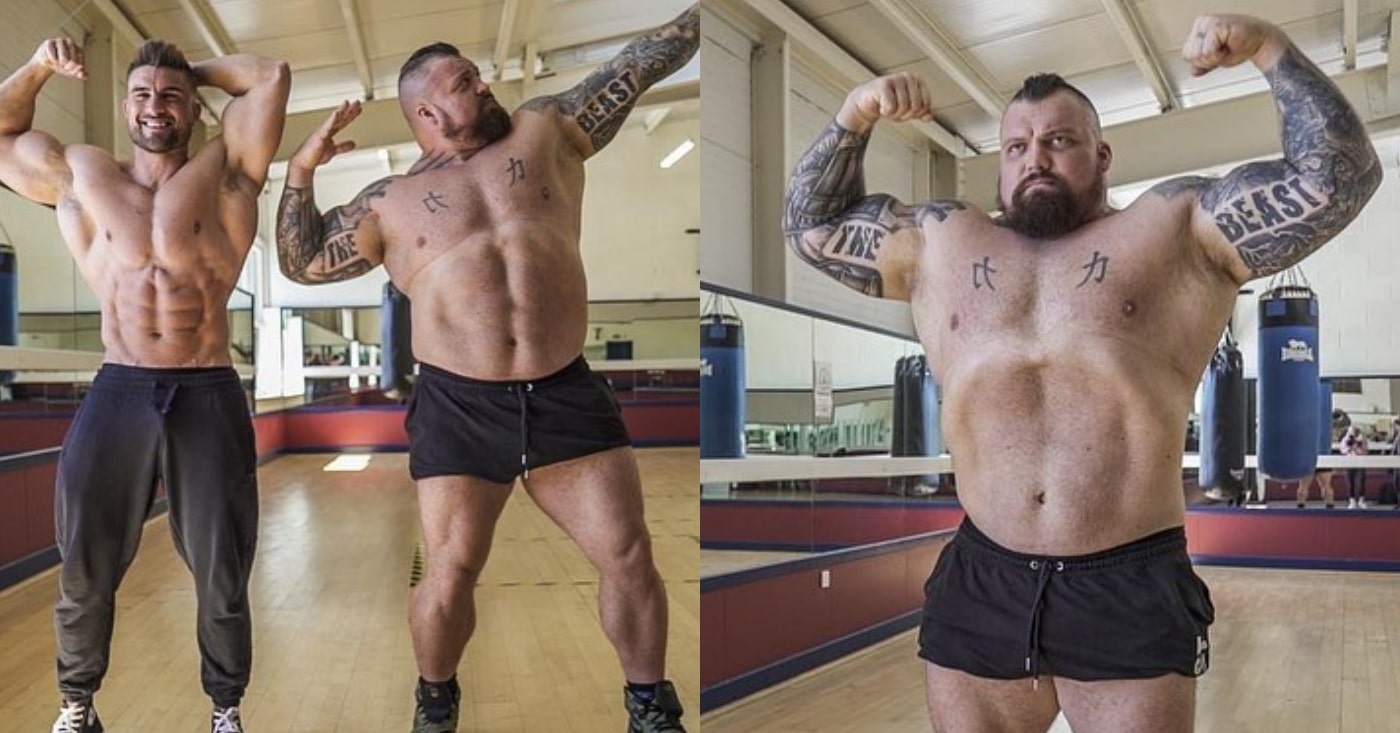 Eddie Hall Hits A Vacuum Pose While Working With IFBB Pro Ryan Terry