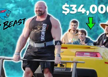 Strongman Brian Shaw with Mr. Beast
