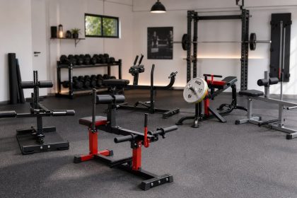 Calf raise machines arranged in a FitnessVolt home gym review scene