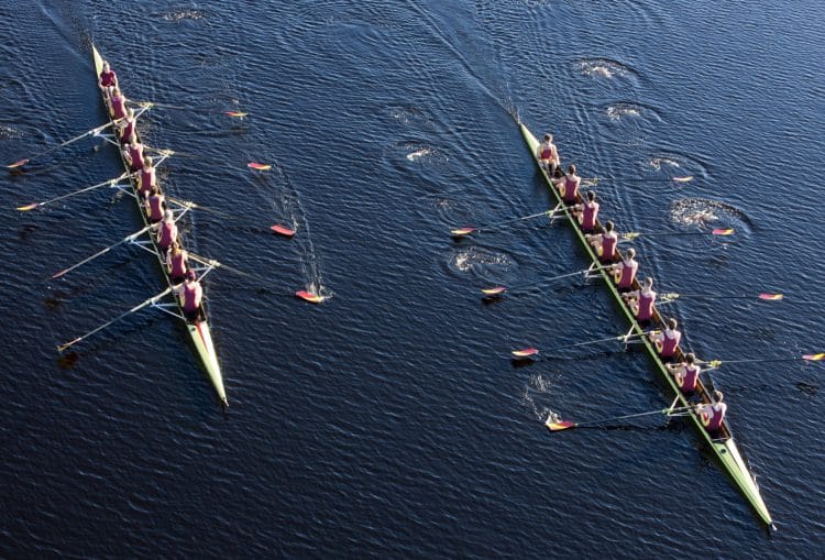 Racing Boats Using Oars