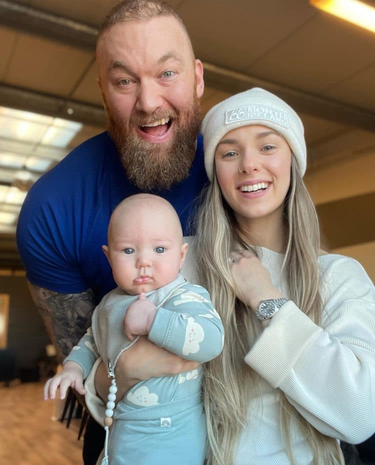 Hafthor With Wife Kelsey Henson And Son
