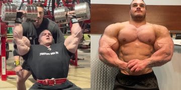 Nick Walker Performs 165lbs Dumbbell Shoulder Press