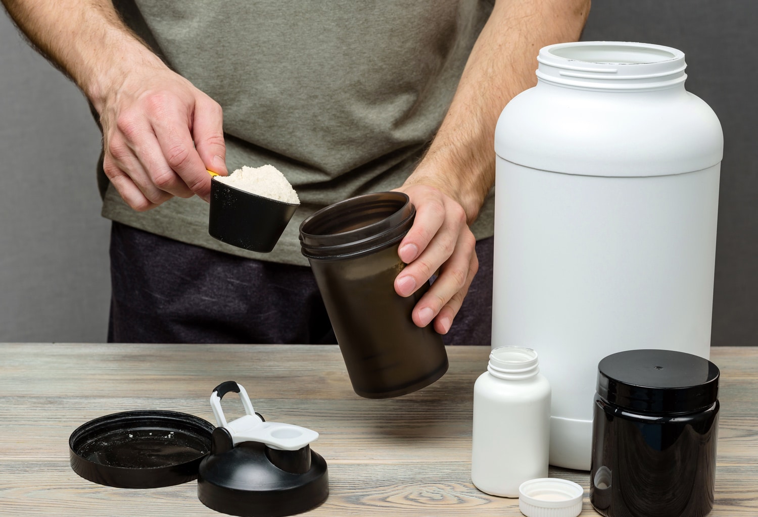 Athlete Making Protein Shake