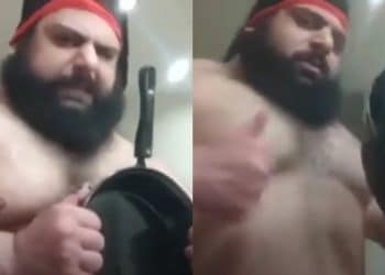 Iranian Hulk bends frying pan