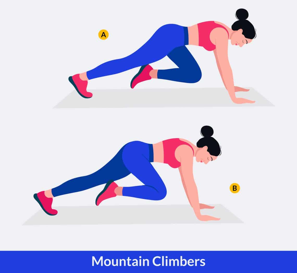 Mountain Climbers Total Body Workout for Core and Legs Fitness Volt
