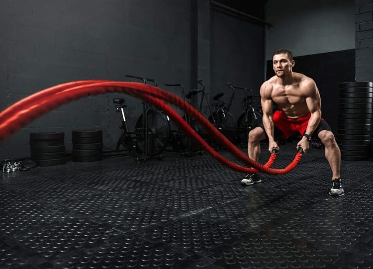 Battle Ropes Exercise At The Crossfit Gym