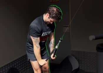 Powerlifting Coach Enrique Santatecla Perform The Standing Cable Pullover