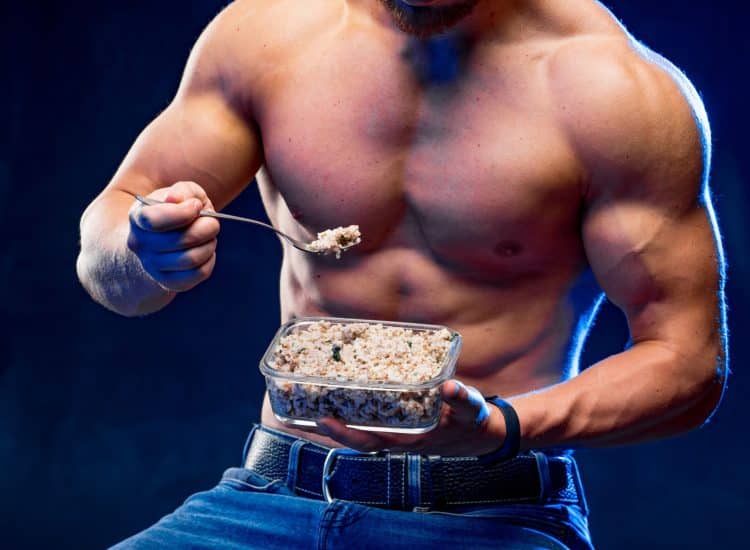 Bodybuilder Eating Healthy Cereal