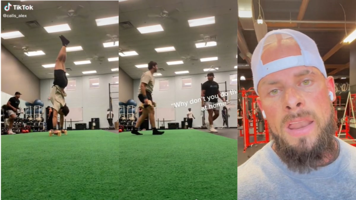 Joey Swoll reacts to angry gym-goer