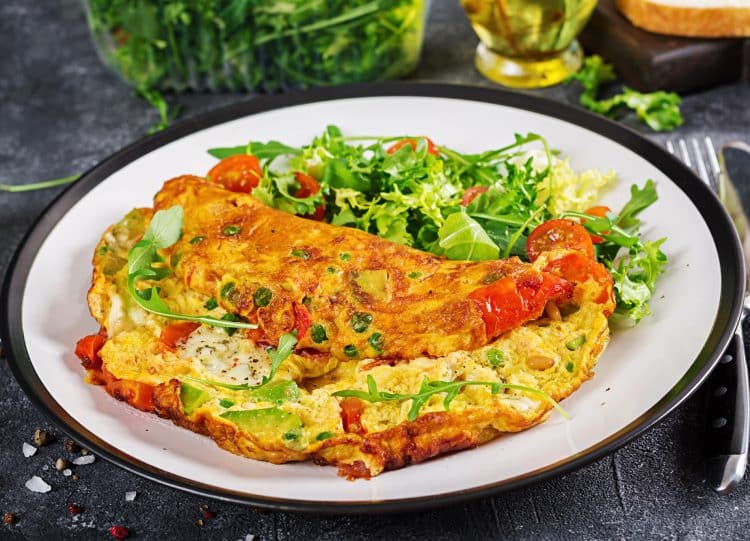 Cheese Omelet With Tomatoes Avocado