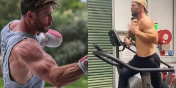 Chris Hemsworth doing sprint training