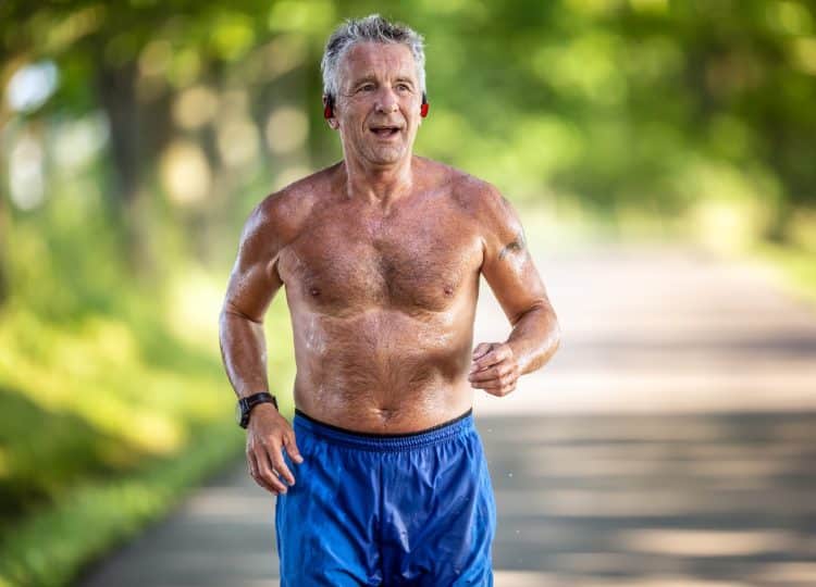 Fit Old Man Running Outside