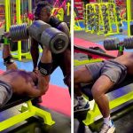 Larry Wheels 200lb Dumbbell Press