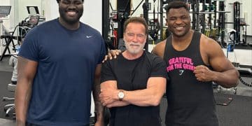 Arnold Schwarzenegger, Mekhi Becton, Francis Ngannou