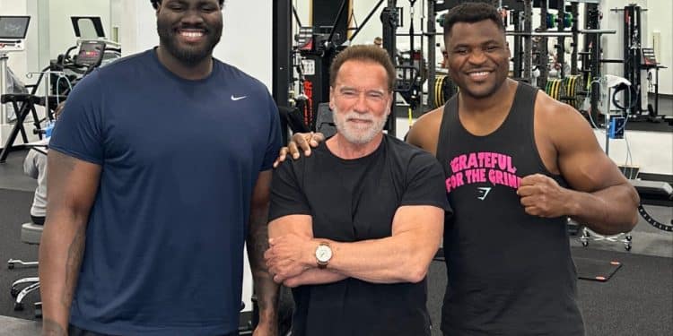 Arnold Schwarzenegger, Mekhi Becton, Francis Ngannou