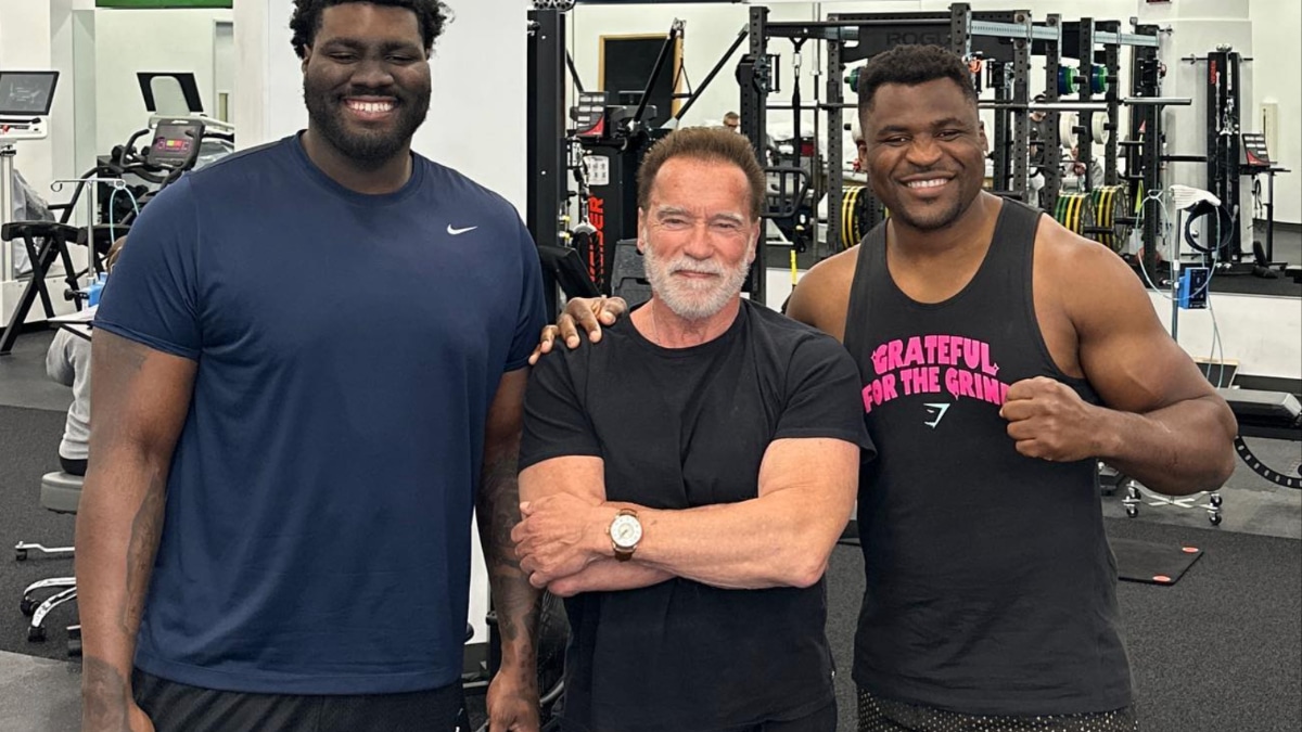 Arnold Schwarzenegger, Mekhi Becton, Francis Ngannou