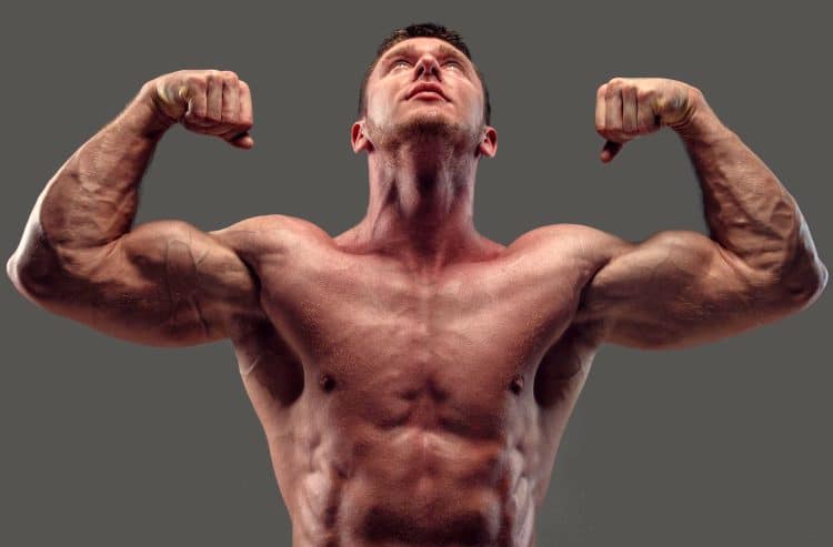 Bodybuilder Doing Front Double Bicep Pose