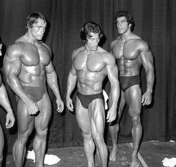 Arnold Schwarzenegger Frank Zane And Lou Ferringo At The 1974 Mr Olympia
