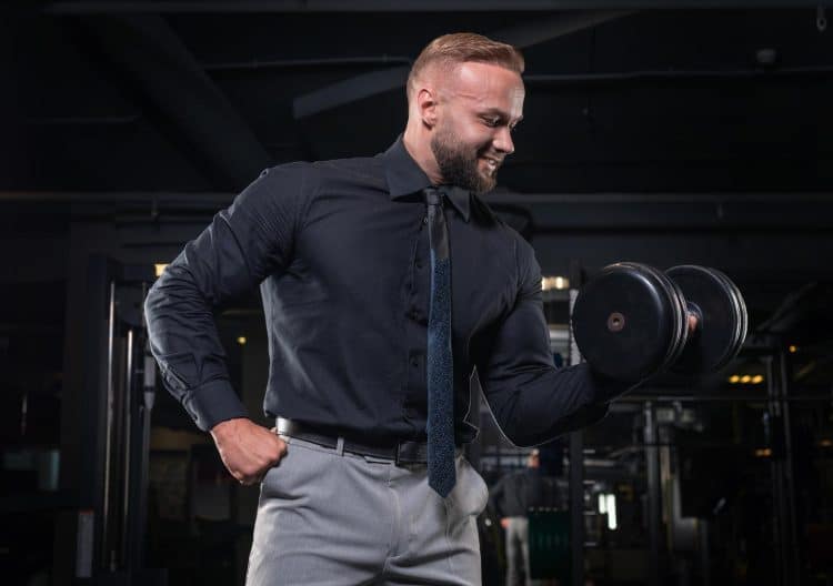Man In A Business Suit Works Out
