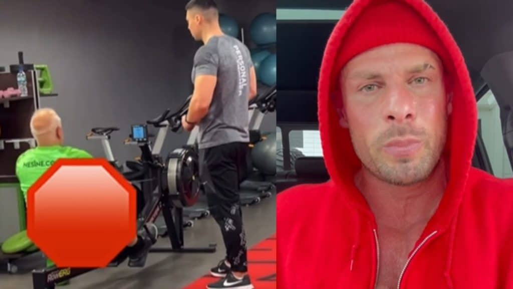 Joey Swoll reacts to soccer player
