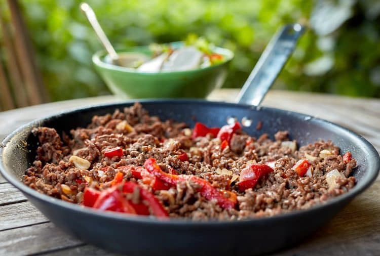 Minced Beef Meat And Pepper Vegetables