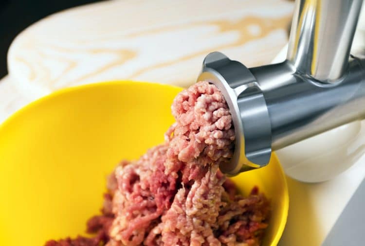 Minced Meat In An Electric Meat Grinder