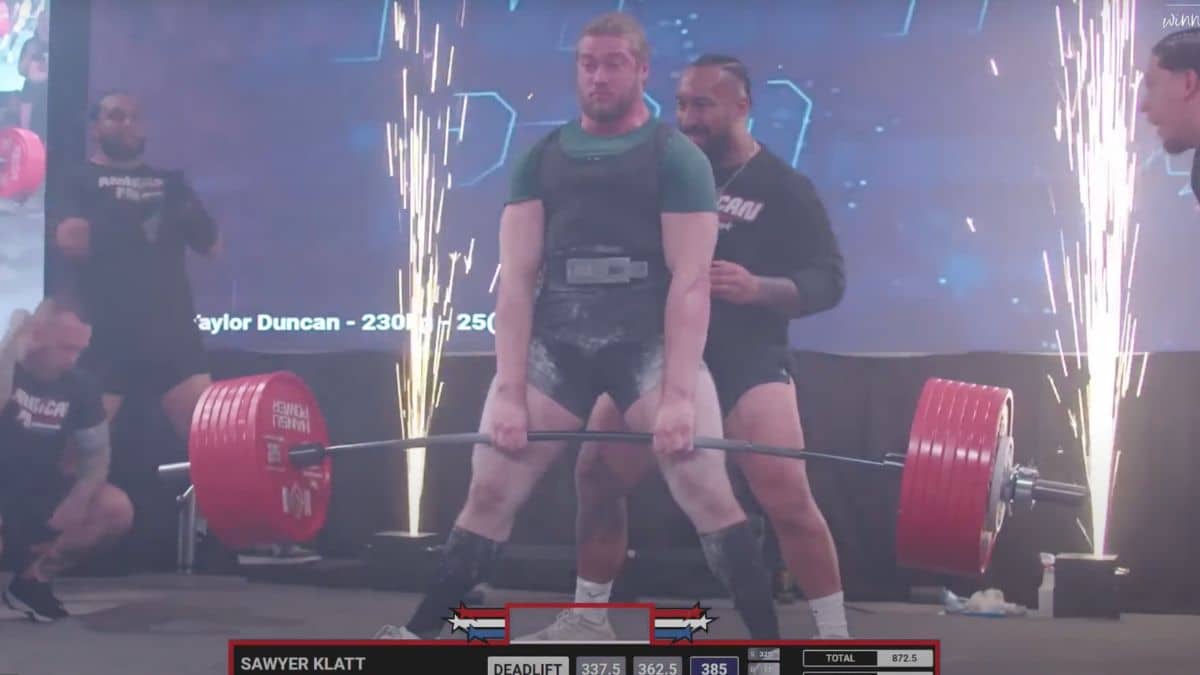Sawyer Klatt (110KG) Sets 385kg (848.8lb) Raw Deadlift Junior Drug