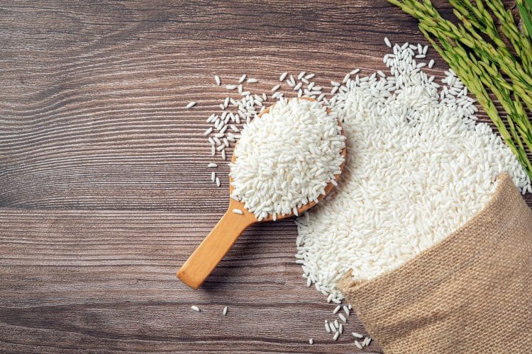 Rice With Wooden Spoon